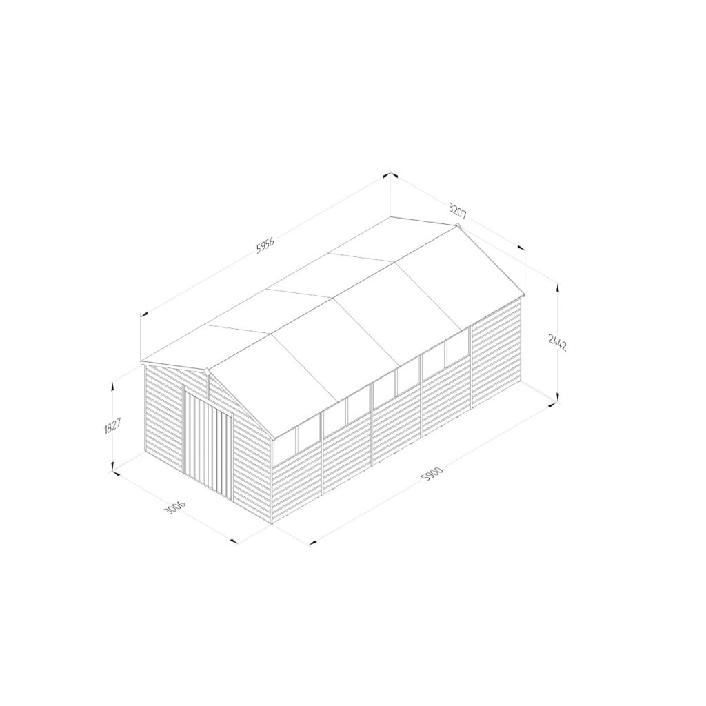 Beckwood 10×20 Apex Shed – 8 Windows – Double Door with Installation 5013053196700 2